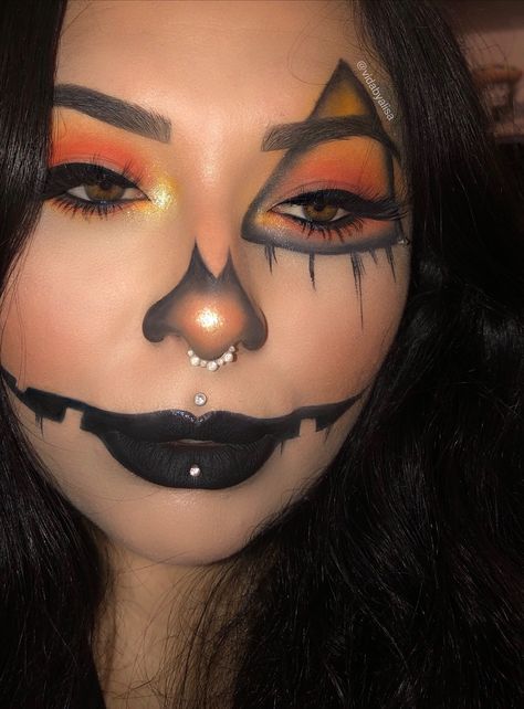 Diy Pumpkin Makeup, Jack O Lantern Halloween Makeup, Halloween Makeup Jack O Lantern, Halloween Makeup Easy Pumpkin, Pumpkin Costume Makeup Cute, Pumpkin Faces Makeup, Halloween Pumpkin Makeup Easy Diy, Cute Halloween Makeup Looks Easy Pumpkin, Pumpkin Makeup Tutorial