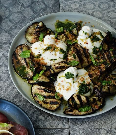 Eggplant Carpaccio, Grilled Eggplant Recipes, Burrata Recipe, Eggplant Recipe, Grilled Eggplant, Eggplant Recipes, Grilled Vegetables, Parsley, Vegetable Recipes