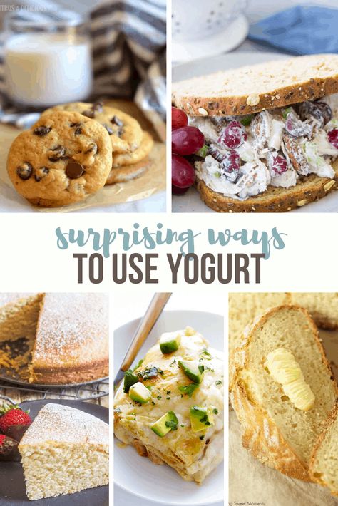 Yogurt isn't just for breakfast! There are many surprising ways to use yogurt through the day!    I was a late yogurt eater. I don't think I had my first cu Greek Yoghurt Recipes, Plain Greek Yogurt Recipes, Vegan Yogurt Recipe, Baking With Yogurt, Healthy Coleslaw Recipes, Yoghurt Recipe, Greek Yogurt Pancakes, Grape Recipes, Yogurt Breakfast