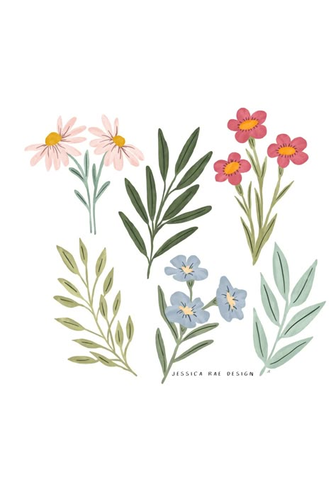 This print of simple cute flower illustrations would make the perfect addition to your home's wall decor or make the perfect gift for your flower loving friend. Simple Flower Illustration, Illustration Art Drawing, Pola Sulam, Simple Flower, Flower Doodles, Children's Fashion, Plant Illustration, Cute Flower, Simple Flowers