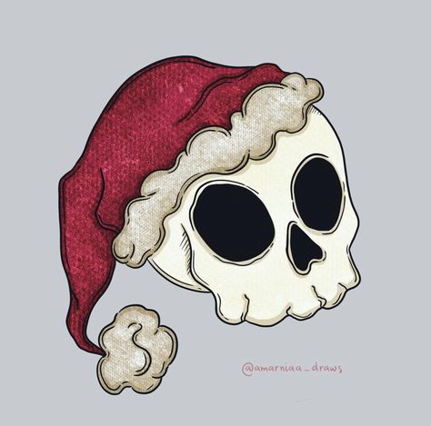 Dark Christmas Drawing, Horror Christmas Drawing, Goth Christmas Drawings, Goth Christmas Card Ideas, Gothic Christmas Drawing, Creepmas Tattoo, Scary Christmas Drawings, Goth Christmas Art, Christmas Skull Art