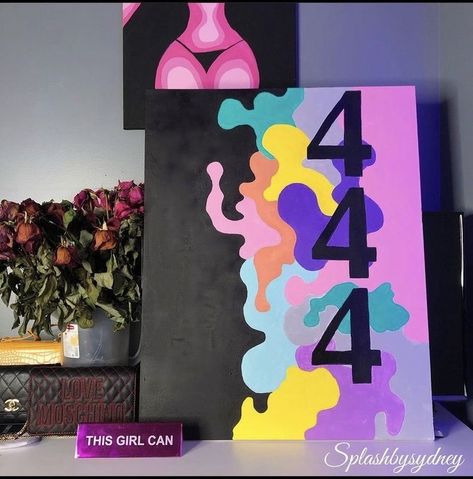 Self Love Canvas Painting Ideas, Art On Canvas Aesthetic, Affirmation Canvas Painting, Painting Ideas Easy Simple Love, 222 Painting Ideas, Graphic Canvas Paintings, 444 Canvas Painting, 444 Painting Ideas On Canvas, Yk2 Painting