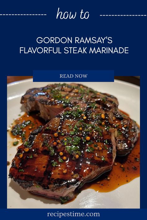 Get ready to transform your steak nights with Gordon Ramsay's outstanding steak marinade recipe! Quick and easy to whip up, this marinade enhances the flavors of any cut you choose, leaving your taste buds begging for more. Perfect for grilling season or any backyard BBQ, this crowd-pleaser is sure to impress your guests or family during special dinners Best Steak Recipe Grills, Cowboy Steak Marinade, Marinated Ribeye Steak, Best Filet Mignon Marinade, Perfect Steak Marinade, Marinated Grilled Steak Recipes, Striploin Steak Marinade, Best Marinated Steak, Sirloin Steak Marinade For Grilling