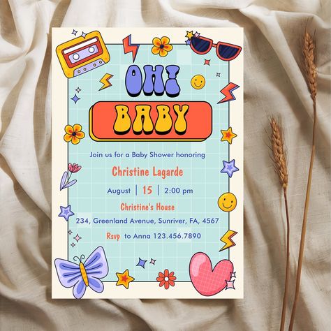 Oh! Baby Groovy Hippie Baby Shower Party Invitation Hippie Baby Shower, Baby Shower Party Invitations, Hippie Baby, 1st Birthday Invitations, Oh Baby, Baby Shower Party, Shower Party, Baby Shower Parties, Invitation Zazzle