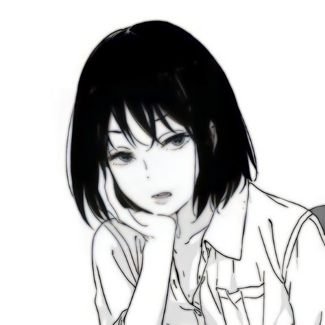 Gothic Anime, Anime Monochrome, Girl Short Hair, Anime Profile, Cute Anime Wallpaper, Anime Best Friends, Digital Art Girl, Cute Anime Pics, Black & White