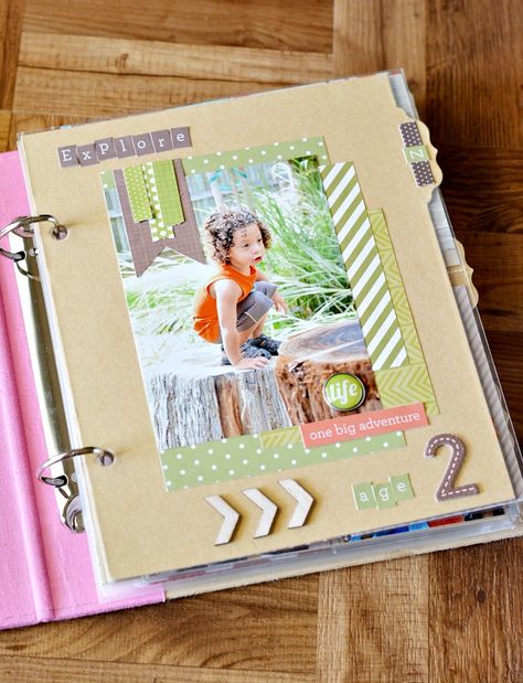 Scrap Booking Idea For Kids, Scrapbook Ideas For Daughter, 6x8 Scrapbook Layouts, Photo Divider, Personalised Photo Albums, Mini Albümler, Photo Book Template, Album Photo Scrapbooking, Diy Photo Book