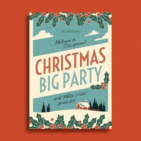 Wonderland Party Invitations, Christmas Images Free, Vintage Christmas Party, Christmas Poster Design, Christmas Marketing, Christmas Party Poster, Merry Christmas Background, Christmas Typography, Christmas Flyer