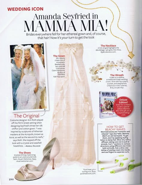 'Mamma Mia' Wedding Dress Mamma Mia Wedding Dress, Mia Wedding Dress, Mamma Mia Wedding, White Dress Bridal, Ethereal Gown, Beachy Wedding, Wedding Icon, White Bridal Dresses, Claire Pettibone