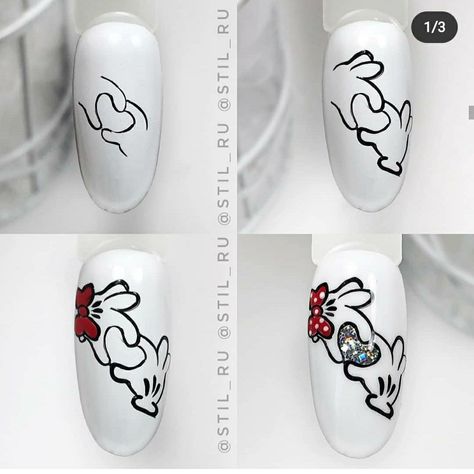 Disneyland Nails, Minion Nails, Disney Acrylic Nails, Mickey Nails, Art Nail Art, Funky Nail Art, Valentine Nail Art, Finger Nail Art, Nail Art Disney