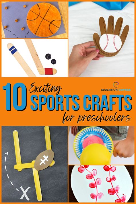 Do you have a sporty preschooler at home? Keep them entertained and engaged with these fun sports-themed crafts! These fun and easy projects are perfect for getting your child excited about their favorite sport. Plus, they make incredible decorations for your child’s bedroom or playroom. Sport Art Activities For Preschool, Sports Craft For Preschoolers, Sports Theme Art Projects For Kids, Prek Sports Theme Activities, Sports Toddler Activities, Sports Theme Lesson Plan For Preschool, Sports Day Preschool Activities, Preschool Sports Theme Activities, Sport Activities For Toddlers