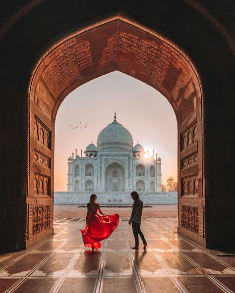 CAMILLE & JEAN on Instagram: “Behind every beautiful building goes an even more beautiful story ❤ ———————- Did you know that the Taj Mahal was built by emperor Shah…” Tac Mahal, Couple Travel Photos, India Travel Places, Travel Pose, Taj Mahal India, Vacation Photography, India Photography, Couple Travel, Famous Places