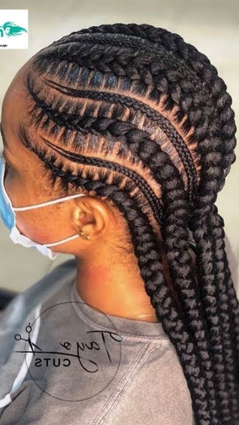 Short Womens Hairstyles 2023, Fish Braids For Black Hair, Simple Brazilian Wool Hairstyles, Crowrows Braids, Medium Size Cornrows Braid Styles, Crowrows Braids Black Hair, Latest Hair Braids Styles 2023, Latest African Hair Braiding Styles, Straightback Cornrows Braids