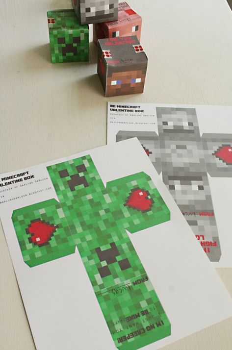 Minecraft Valentine, Minecraft Valentines, Valentine's Boxes, Diy Valentines Box, Star Wars Valentines, Minecraft Birthday Party, Valentine Day Boxes, Valentine Party, Two Sons