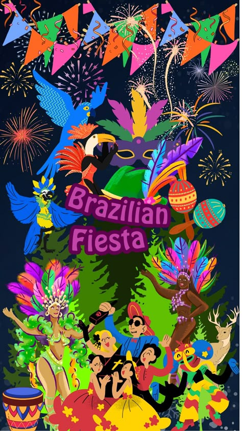 Popular Brazilian fiesta dark theme wallpaper 🫠 Brazil Themed Party, Carnival Design, Brazilian Carnival, Carnival Invitations, Classy Wallpaper, Brazil Carnival, Theme Wallpaper, Carnival Theme, Rio Carnival