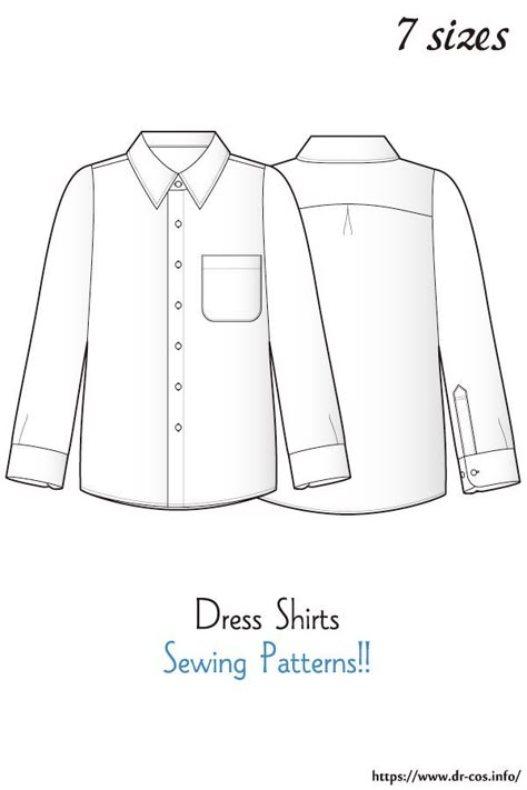 Dress Shirt Pattern, Dress Shirt Sewing Pattern, Mens Shirt Pattern, Mens Sewing Patterns, Sewing Measurements, 1950s Sewing Patterns, Shirt Dress Pattern, Sewing Shirts, Bodice Pattern