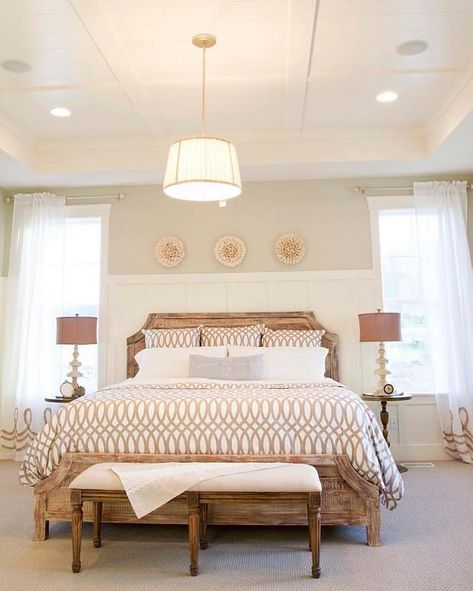 Ceiling treatments to make a statement! Coffered ceiling costs, "rules" - and kitchens living rooms and bedrooms all with coffered ceilings that make the room next level. Bedroom Tray Ceiling, Tray Ceiling Bedroom, Tray Ceiling Ideas, Coffered Ceiling Design, Tray Ceilings, Home Bunch, Tray Ceiling, Ceiling Ideas, Bedroom Ceiling