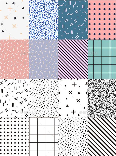 Black and White Set Memphis Patterns Pattern Papers Scrapbook, Pattern Paper Collage, Journal Pattern Paper, Diy Pattern Paper, Pattern Paper Design, Scrapbook Paper Ideas, Paper Patterns Design, Word Pattern, Printable Paper Patterns