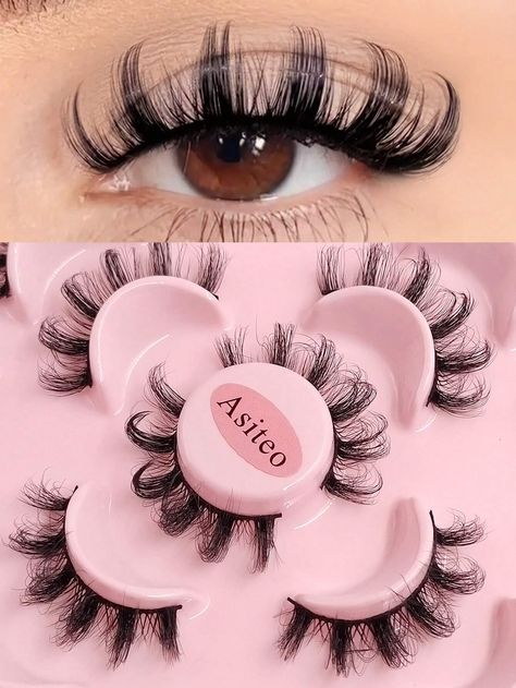 Asiteo 7 Pairs D Curl Volume Faux Mink Eyelashes Natural Dramatic Soft Lash Cross Wispy Reusable Fluffy Russian Strip LashesI discovered amazing products on SHEIN.com, come check them out! Curl Volume, Natural Dramatic, Russian Lashes, Curl Lashes, Eyelashes Natural, Birthday List, Strip Lashes, Mink Eyelashes, Matte Lipstick