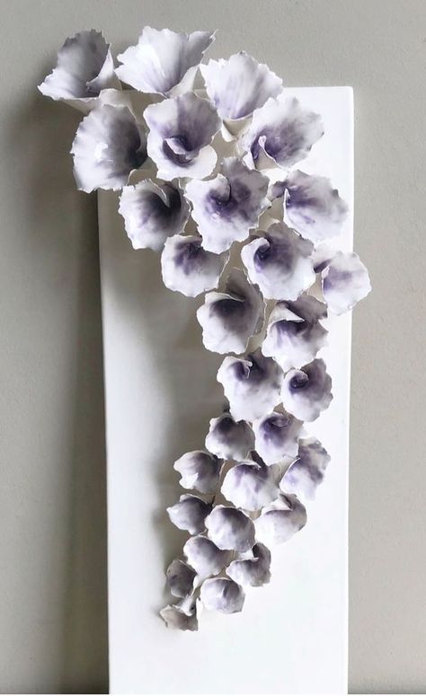 Clay Wall Sculpture, Flower Clay Art, Clay Flower Art, Hanging Ceramics, 3d Flower Art, Ceramic Wall Art Sculpture, Flower Art Wall, Pottery Wall Art, Handbuilt Ceramics