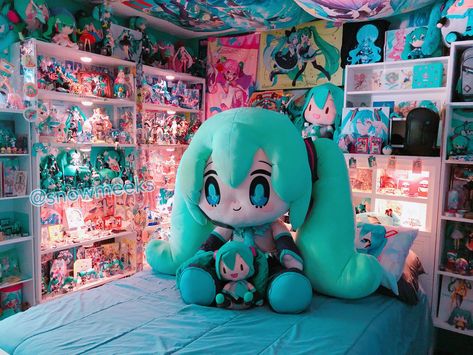 Miku Bedroom, Miku Room, Miku Hatsune Chibi, Otaku Room, Anime Room, Paper Dolls Printable, Cute Room Ideas, Aesthetic Japan, Gamer Room