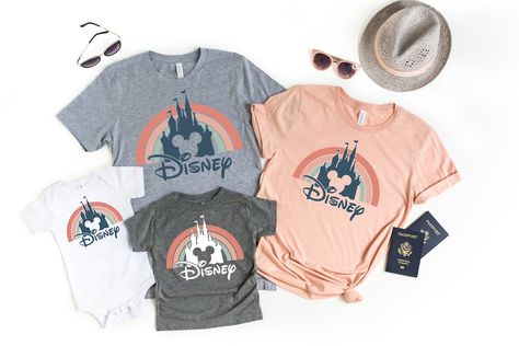 Rainbow Castle, Disney Rainbow, Magic Kingdom Shirt, Magical Castle, Disneyland Shirts, Womens Disney Shirts, Disney Vintage, Disney World Shirts, Unique Fits