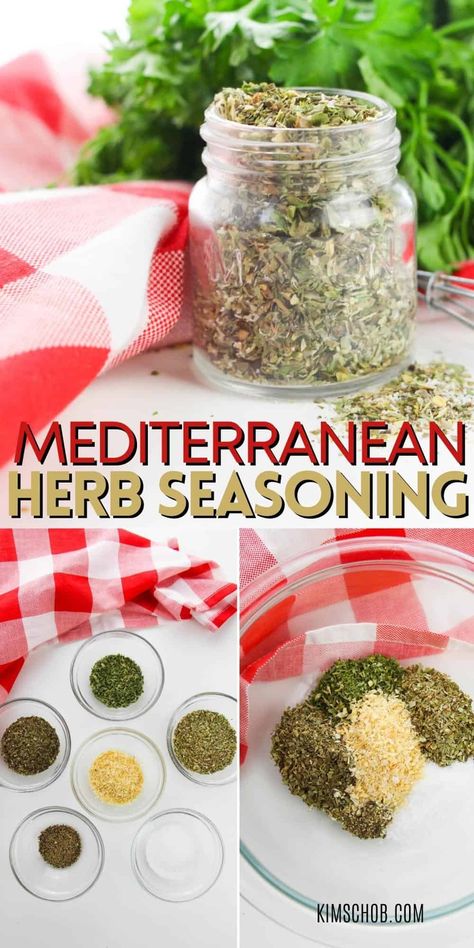 This Mediterranean herb and spice blend combines basil, oregano, parsley, onion, and salt and pepper for the perfect spice rub for veggies Mediterranean Seasoning For Chicken, Onion And Herb Seasoning, Mediterranean Herbs And Spices, Mediterranean Food List, Salt Free Seasoning Recipes Spice Mixes, Homemade Greek Seasoning Spice Mixes, Herb Salt Recipe, Mediterranean Seasoning, Bon Appetite Recipes