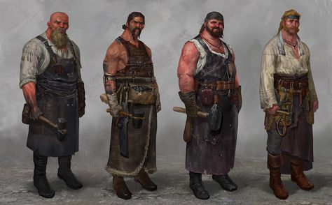 ArtStation - blacksmith NPC (WIP), Two B Medieval Peasant Art, Peasant Art, Atticus, Fantasy Warrior, Creature Concept, Medieval Fantasy, Character Portraits, Larp, Fantasy Character Design