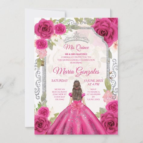 Quinceñera Invitations, Vestido Charro, Pink Quince, Quince Invitations, Quince Decorations, Quinceanera Invitation, Sweet 16 Invitations, Quinceanera Invitations, Tea Party Birthday