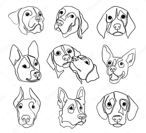 Malinois Illustration, Abstract Dog Tattoo, One Line Dog Drawing, Two Dogs Tattoo, Dog Face Drawing, Dog Characters, Dog Portrait Tattoo, Dog Design Art, Colorful Hairstyles