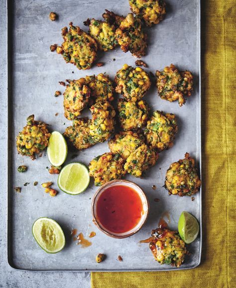 Vegetarian Fritters, Sweetcorn Fritters, Bean Chilli, Sweet Chilli Sauce, Vegan Alternatives, Vegetarian Recipe, Piece Of Bread, One Pot Pasta, Toasted Walnuts