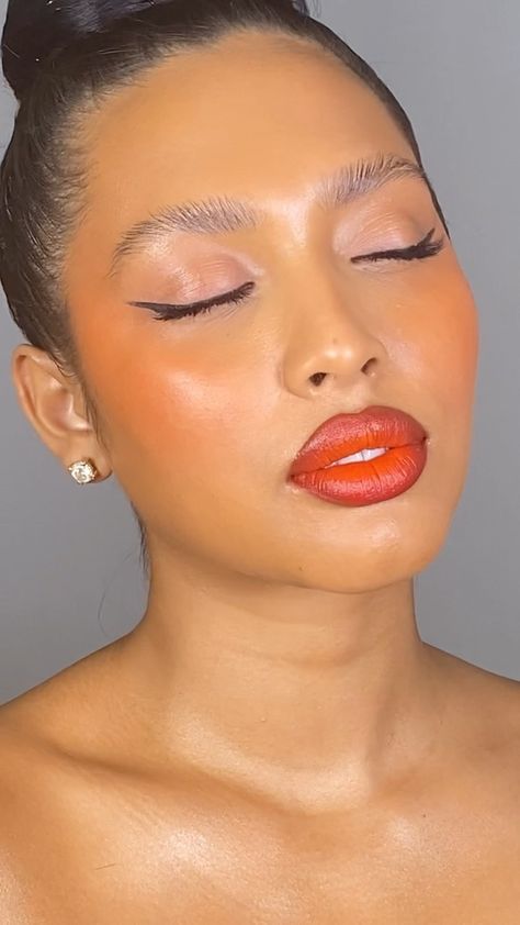 danessa_myricks on Instagram: The Recipe: Colorfix in “Primary Red” & “Carrot Top” Would you wear this lip & Cheek Combo?🙋🏾‍♀️👇🏾 Makeup: @danessa_myricks Muse:… Orange Lip Combo, Angle Makeup, Red Carrot, Danessa Myricks, Orange Lips, Pretty Makeup Looks, Carrot Top, Lip Combo, Healthy Beauty