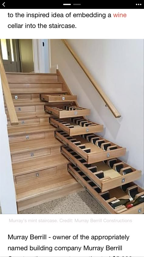 Under Stairs Wine Cellar, Home Wine Cellars, Staircase Storage, Interior Design Per La Casa, Wine Cellar Design, Cellar Design, Stair Case, Understairs Storage, Stair Storage