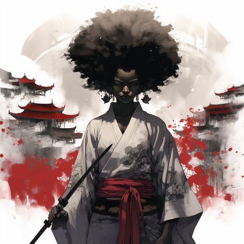 2) Afro Samurai #nft #AI #art #painting #nftartist #AIartgallery #DigitalArt #artwork #AIart #generativeart #GenerativeAI #artwork #artist #artistsofinstagram Afro Japanese, Samurai Face, Pic Inspiration, Draw Hair, Afro Samurai, Sketch Journal, Samurai Art, Black Man, Tattoos Ideas