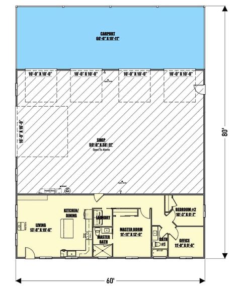 Rv Port Homes Floor Plans, Shop With Living Quarters 40x60, Rv Port Homes, Shop With Living Quarters Plans, House Plan With Carport, Shop And House Combo Plans, Shop With Living Quarters, Garage With Living Quarters, Garage Shop Plans