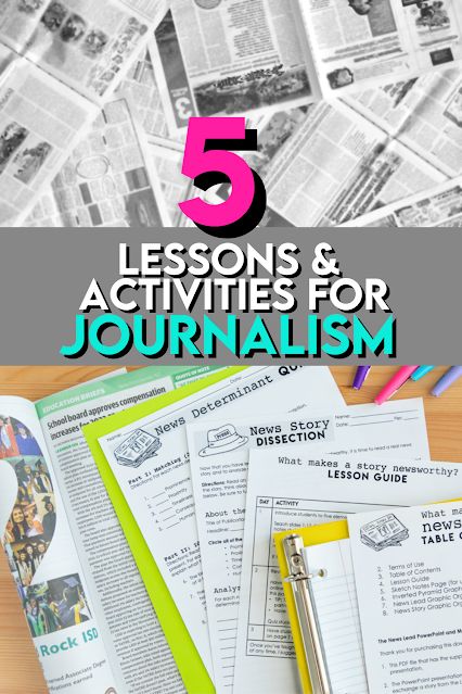 5 of the First Activities and Lessons for Journalism Class Journalism Project Ideas, Journalism Class Middle School, Student Newspaper Ideas, Journalism Class Ideas, Middle School Newspaper Ideas, Middle School Journalism, Journalism Classroom Decor, School Newspaper Ideas, Journalism Projects