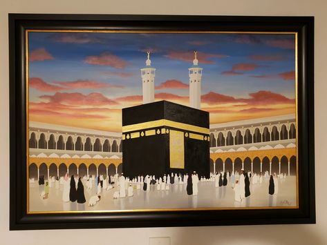 Mecca special request. Original acrylic on canvas by Serena DeLeon. Makkah Kaaba Makkah Watercolor Painting, Mecca Painting Acrylic, Mecca Kaaba Painting, Kaba Sharif Painting On Canvas, Makkah Painting On Canvas, Kaba Painting On Canvas, Khana Kaba Painting On Canvas, Kaaba Painting Canvas, Mecca Drawing