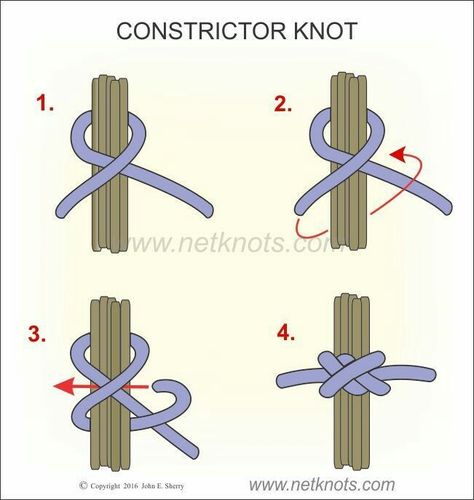 Constrictor Knot, Scout Knots, Camping Knots, Survival Knots, Knots Guide, Paracord Knots, Knots Diy, Knots Tutorial, Knot Tie