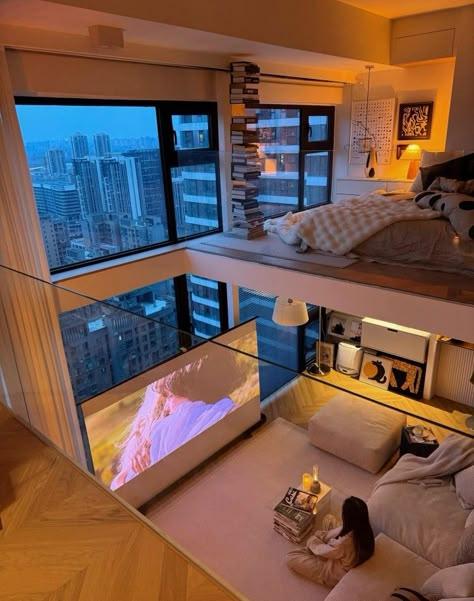 Gangnam Apartment, Conversation Pit Living Room, Kpop House, New Bed Ideas, New Apartment Shopping, Room Music Studio, Tall Garage, Garage With Loft, Apartment Fever