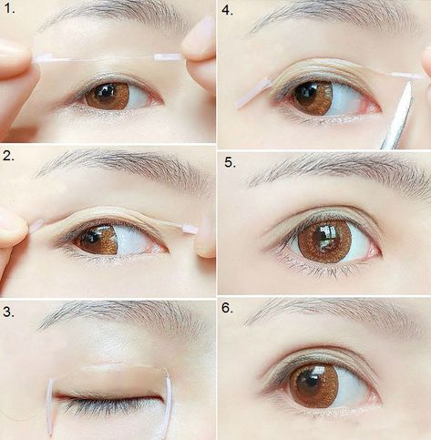 How to Create Bigger Eyes with Double Eyelid Trick How To Make Double Eyelid, Diy Eyelid Tape Hooded Eyes, Double Eyelid Tape Tutorial, Eyelid Tape Hooded Eyes, Asian Double Eyelid, Asian Features, Mono Eyelid, Senior Makeup, Eyelid Stickers