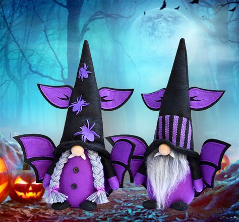 Halloween decor Gnome, Dracula Gnome, Purple Gnome, amazing decoration for Halloween. Halloween Bat Decorations, Halloween Gnomes, Advertising Gifts, Adornos Halloween, Halloween Bats, Mua Sắm, Halloween Night, Halloween Party Decor, Business Gifts