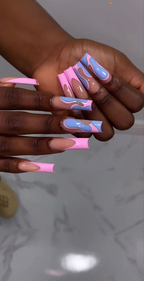 Nail Ideas Acrylic Colorful, 2 Different Color Nails On Both Hands, Dope Nail Designs Almond Short, Bright Coloured Nails, One Colored Nails, Long Acrylic Nails Designs Ideas Baddie, Rap Nails, Dope Nail Designs Mid Length, Dope Nail Designs Summer