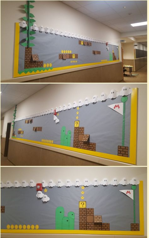 Super Mario School Theme, Mario Bros Bulletin Board, Super Mario Bulletin Board Ideas, Super Mario Bulletin Board, Mario Classroom Theme, Mario Bulletin Board, Super Mario Classroom, Penny Wars, Bowser Castle