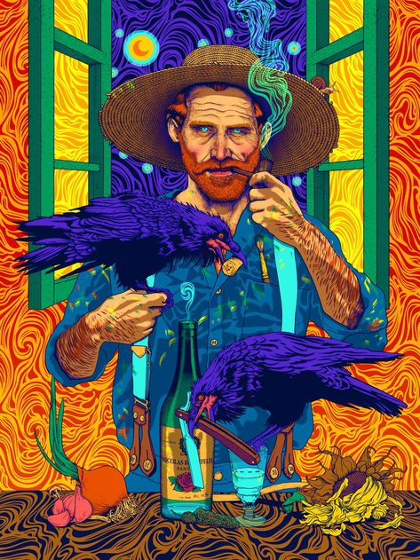 Vincent van Gogh #smoking #colorful #abstract #crow paint brushes #sunflowers #psychedelic #720P #wallpaper #hdwallpaper #desktop Van Gogh Wallpaper, Istoria Artei, Vincent Van Gogh Art, Arte Van Gogh, Art Resources, Art Parody, Van Gogh Paintings, Van Gogh Art, Art And Illustration