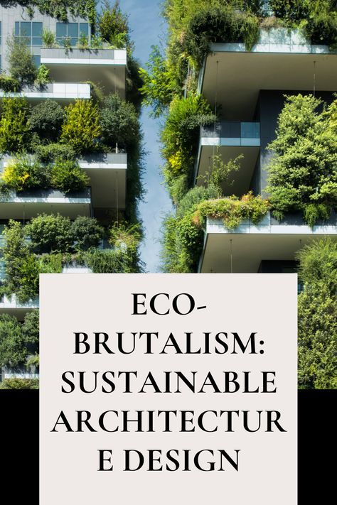 Eco-brutalism is an architectural movement that merges the stark, imposing forms typical of Brutalist architecture with ecological features and greenery. This style aims to soften the often harsh appearance of Brutalist buildings by incorporating elements of nature into the design. Eco-brutalism recognizes that architecture and nature do not have to be opposites and that they can coexist in a way that promotes sustainability and environmental consciousness. Environmental Architecture Design, Eco Brutalism Architecture, Brutalist Exterior, Brutalist Office, Eco Brutalism, Office Extension, Sustainable Architecture House, Brutalist House, Sustainable Architecture Design