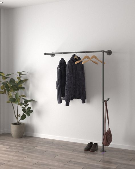 All Clothes Rails – tagged "clothes rail" No Closet Solutions Bedroom, Industrial Clothes Rail, Pipe Clothes Rack, Minimalist Clothes, No Closet Solutions, Clothes Racks, Bedroom Dressing, Modern Closet, Beauty Room Decor