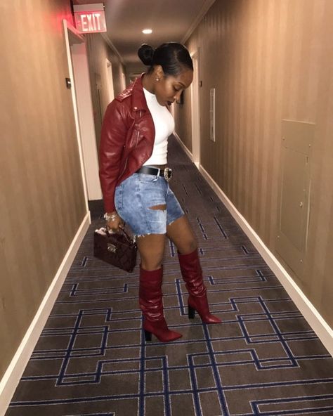 3,577 Likes, 45 Comments - By Brittany, Limited™ (@thebrittany.b) on Instagram: “....but they know the difference.✨” Burgundy Boots Outfit, Boots Shorts, Burgundy Boots, Burgundy Shorts, Spring Into Action, 1 Or 2, Cute Fits, Baddie Outfits, Boots Outfit