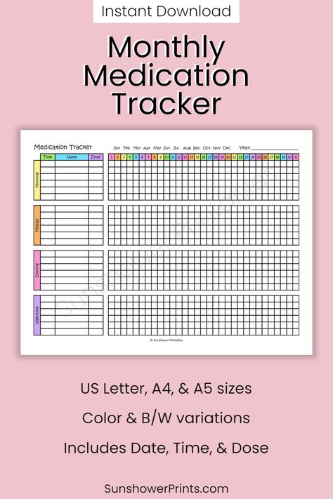 Medication Tracker Printable Planner - Prescription Checklist, Health & Recovery Record, Illness Symptom Management, Digital Download PDF Medication Checklist, Medication Chart Printable, Medication Tracker Printable, Medication Log, Medical Binder, Medication List, Medication Tracker, Bullet Journal Ideas Templates, Pet Organization