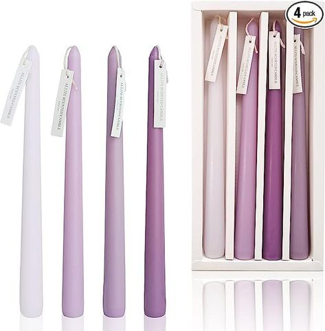 4 PCS Soothing Lavender Scented Purple Gradient Color Scented Taper Candles - 10 Inch Smokeless Dinner Candles Soy Wax - Colored Taper Candles Household, Wedding, Party, and Home Décor Candlesticks Purple Taper Candles, Dripless Taper Candles, Colored Taper Candles, Pastel Candle, Dripless Candles, Spiral Candles, Bee Wax Candles, Long Candles, Dinner Decor