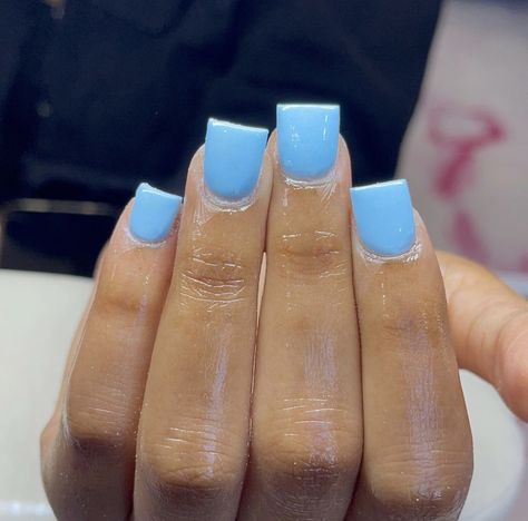 Shirt Acrylic Nails Square Designs, Back To School Nails Acrylic Short Blue, Sky Blue Nails Short Square, Short Blue Square Acrylic Nails, Short Acrylic Nails 11-12, Baddie Short Acrylic Nails Blue, Cute Nails Colors, Square Aura Nails Short, Blue Shorties Nails Square