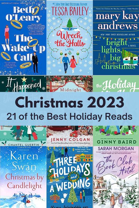 Grid image of nine holiday book covers with text overlay reading Christmas 2023 - 21 of the Best Holiday Reads. Books To Read During The Holidays, Christmas Reads For Adults, Christmas Books 2023, Christmas Reading List, Best Christmas Books For Women, Best Christmas Books For Adults, Holiday Books For Adults, Christmas Book List, Christmas Book Club Books